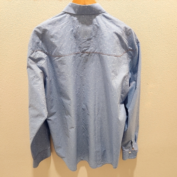 Robert Graham Men’s Shirt Blue XL Floral Allover Silk Embroidery XL Flip Cuffs - Picture 3 of 10